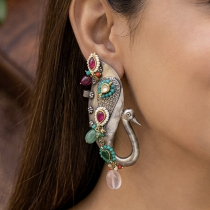 Peacock Ear Cuff Jhumkas